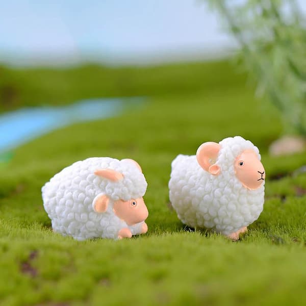 2 st DIY Får Figur Yard Decor Succulent Växter Landskap Ornament Tillbehör