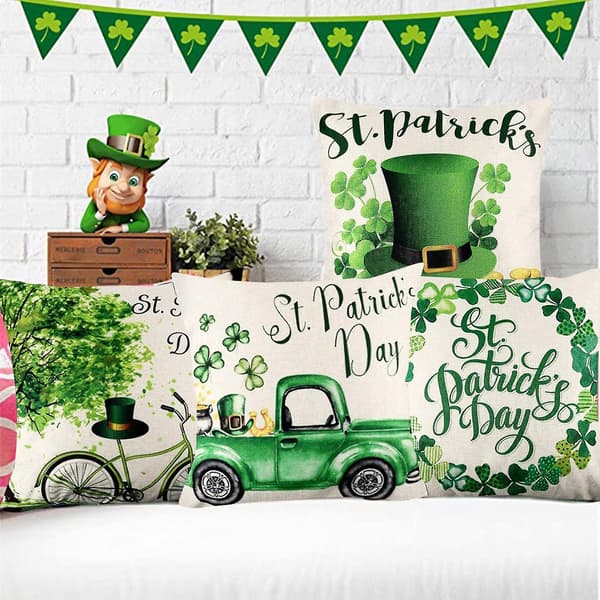 4-pack St. Patrick's Day Kuddeöverdrag för Hemmet - 'Survived Family'