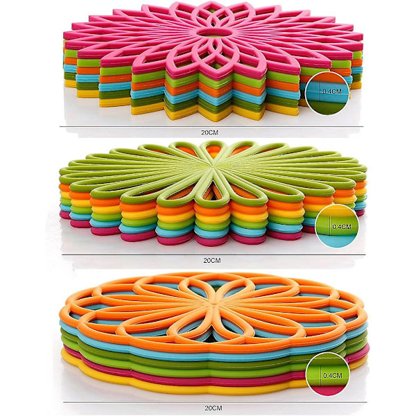 Silikonunderlägg - Underlägg - Köksunderlägg för Grytor / Varma Rätter Isolerat Tekannaunderlägg Flexibelt Hållbart Halksäkert Stora Underlägg 3-pack Fuchsia