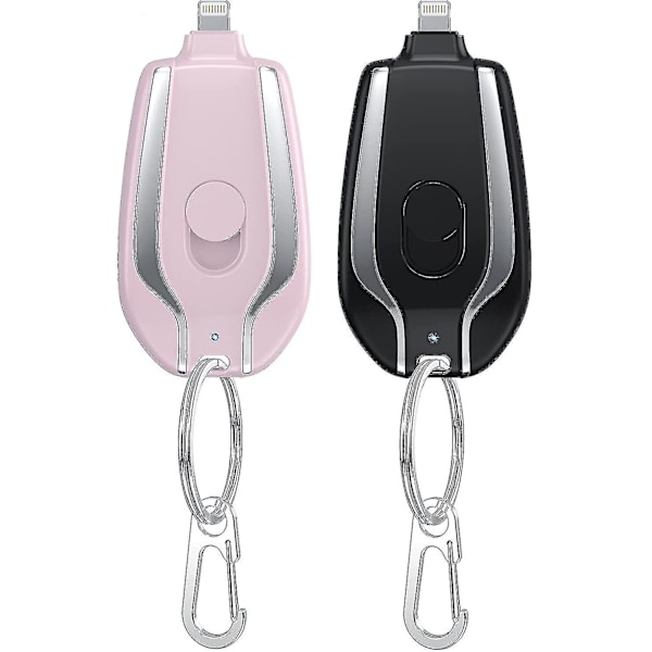 1500mah Keychain Phone Charger, mini Power Emergency Pod Kompatibel Iphone Eller Type-c Snabbladdning Power Bank Keychain（För iphone，Svart）
