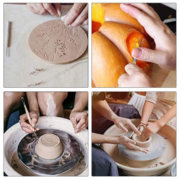 8 st keramik skulptera set, trä och metall keramik lera modellering verktyg komplett keramik verktyg set nybörjare