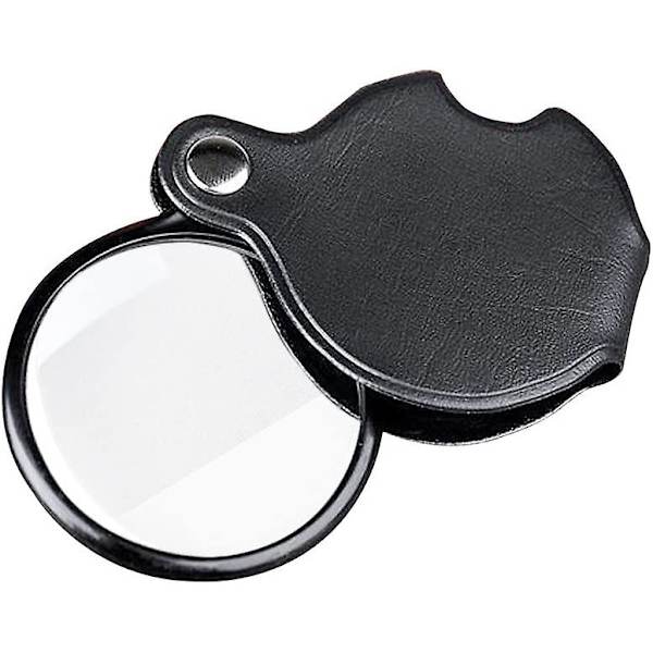 5x Mini fickförstoringsglas Fällbart fickförstoringsglas med vridbart skyddande läderfodral