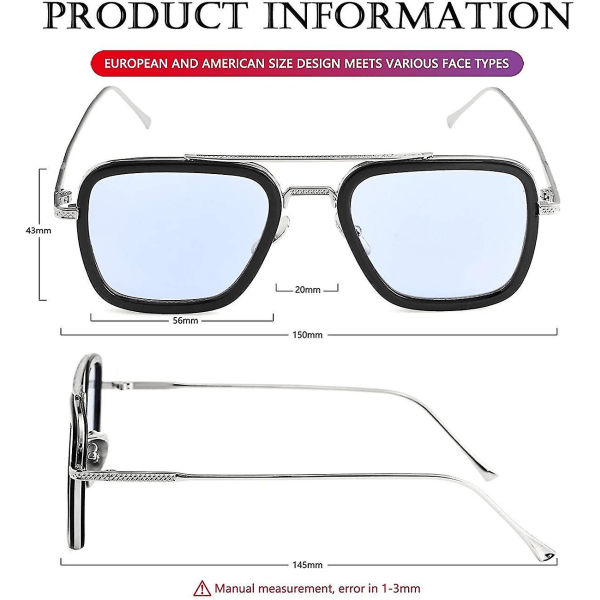Wekity Solglasögon Vintage fyrkantig metallram Glasögon för män och kvinnor - Iron Man och Spiderman solglasögon