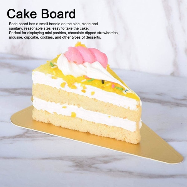 300 bitar Mini Golden Mousse Cake Board Papperstallrik Dessertbräda Triangulära muffins