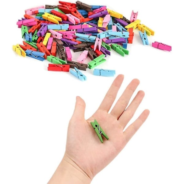 Mini träpinnar 100 st Färgade träpinnar 10 färger Mini träklämmor 3,5 cm
