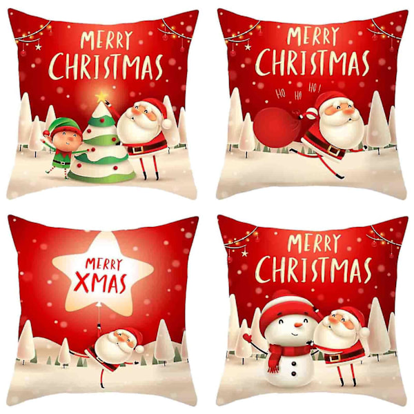 Jultomte Kuddfodral Kuddar Case Jul Hem Soffa Kasta Dekoration 4st