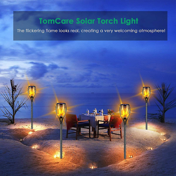 Solar Lights 99 Led Flimrande Flame Solar Ficklampor Lights 43" Vattentät utomhusbelysning Solar