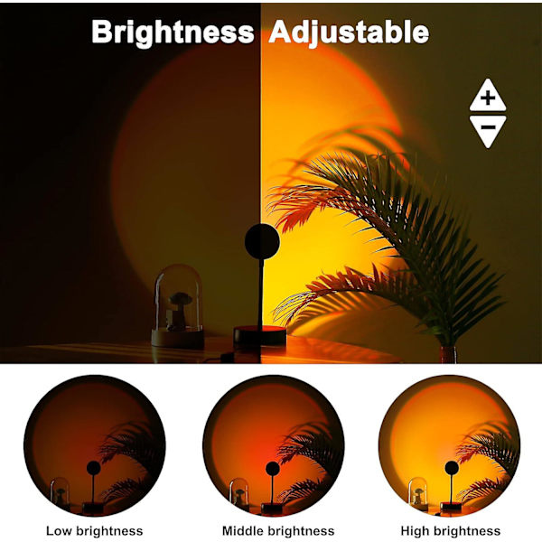 Solnedgang Lampe Projeksjon Led Lys For Soverom Måne Nattlys Sol Soloppgang Metall Sollys Lampe 10w Lamper Romdekor Julegaver Til Kvinner, Svart