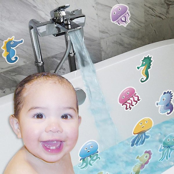 Halkfria badkarsdekaler paket med 10 stora Sea Creature-dekaler -1 (stil 3)