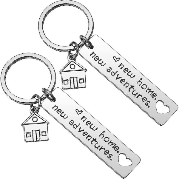 2-pack Nytt hem Nya äventyr Nyckelring Första hem Present Inflyttningspresent Mäklare Avslutningsgåvor Ny husägare Nyckelring