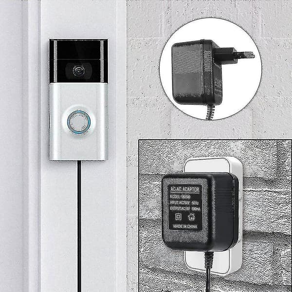 18v 500ma Strömadapter Batteri För Ring Dörrklocka Utomhus Eu-kontakt