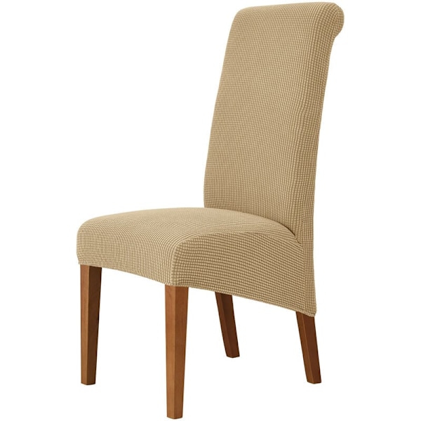 4 delar Jacquard Stretch Cover Avtagbar Tvättbar Universal Stolskydd Bröllop Kök Bankett Stor (Khaki), T Fet