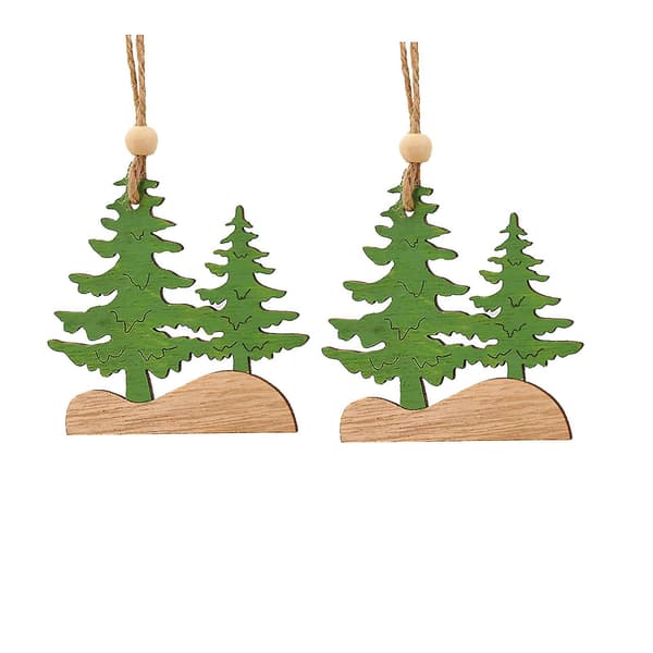 2-pack Trähängande Julgranstuga Älg Bil Dekoration Julfest Heminredning