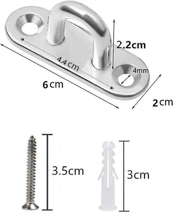 M6 304 Rostfritt Stål Avlång Ögleplatta, Marin Hårdvara Häftklammerkrok Loop4pcs