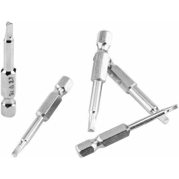5 kpl Kolmiopäisiä Magneettisia Ruuvimeisselibitsejä S2 Terästä 1,8 mm, 2 mm, 2,3 mm, 2,7 mm, 3 mm, 6,35 mm Kuusiokolovarsi, 50 mm Pituus