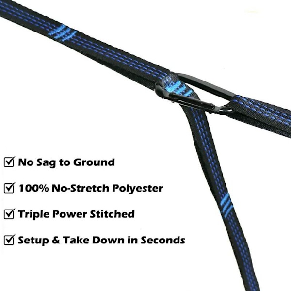 1 par hängande band för hammockfäste, trädremmar med 14 öglor, 280 cm, 2,5 cm, max. 500 kg för camping, vandring, picknick, utomhusresor