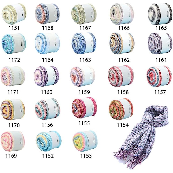 100g stickat ullgarn, mjukt handstickat garn, stickat färggradientgarn 1