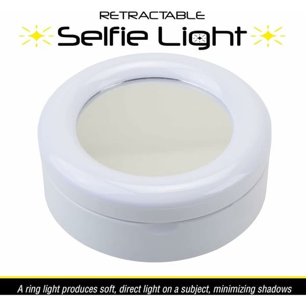 Rund selfie ringlys med justerbart stativ og telefonholder, 7 tommer sammenklappelig LED ringlys