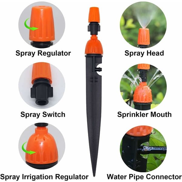 Justerbart droppbevattningsmunstycke Trädgårdsväxtbevattning 360 graders droppfördelare Atomizer Kyl-/bevattningsutrustning (20-pack)