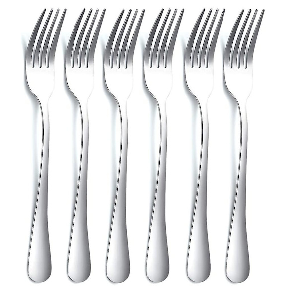 Hållbara bestick i rostfritt stål, western, 8,17 tum, 6 gafflar (silver)