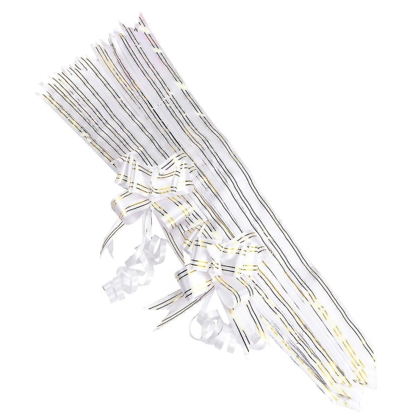 20st Golden Side Design Dragbågar Presentknutband Strängbågar för bröllop Presentinslagning Bildekoration (vit)