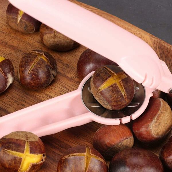 Kastanje Tang, Kastanjetang, Kastanjeskærer, Rustfrit Stål, Nøddeknuser, Hasselnødder, Kastanjetang, Kastanieåbner, Pink