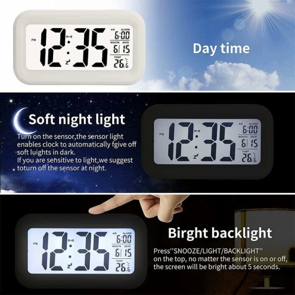 Väckarklocka med digital LED-skärm och nattljus Snooze Batteridriven nattväckarklocka för resekontoret (Färg: Rosa)