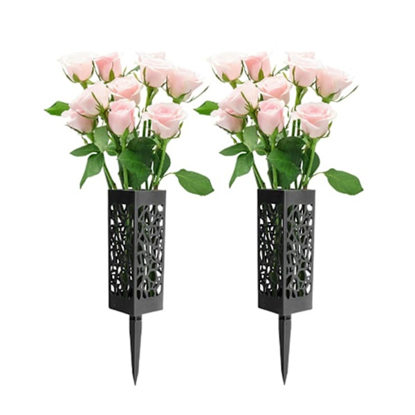 Plastkyrkogårdsvas för grav Svart Hållbar ihålig blomvas Anti-deformerad