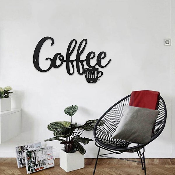 Metallkaffeskylt i smidesjärn Dekor Ornament Hantverk Tillbehör För Inomhus Utomhus Trädgård Gård Dekoration