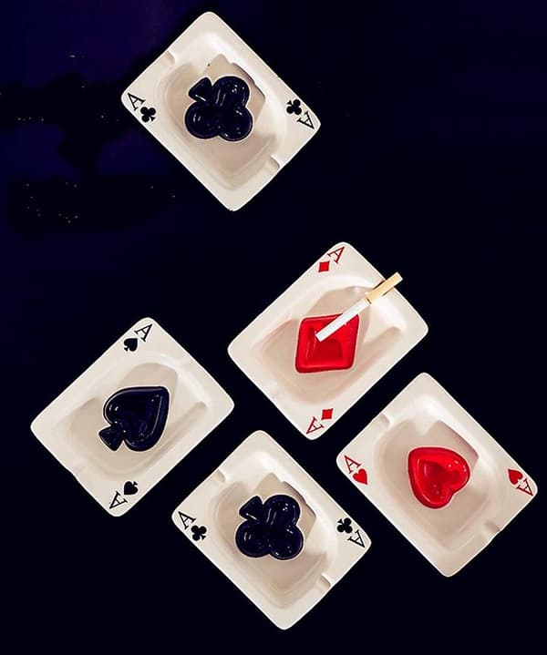 Ashtray i keramik, pokerformad askkopp, cigarr askkopp, bordsdekoration