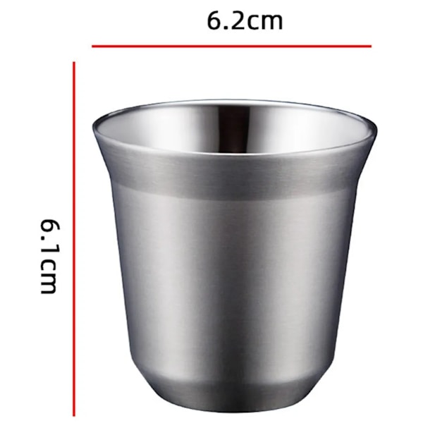 Set med 2 80 ml espressokoppar i rostfritt stål termokopp isolerade te-kaffekoppar dubbelväggig mockakopp med rostfritt stål underlägg