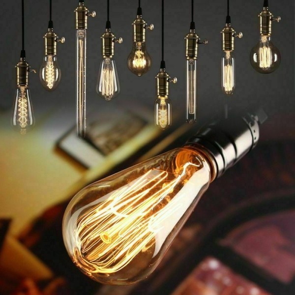 E27 60W Retro Edison Filament Vintage antik glödlampa varmvit restaurangbar Heminredning AC 220V (varm vit, endast 220V glödlampa)