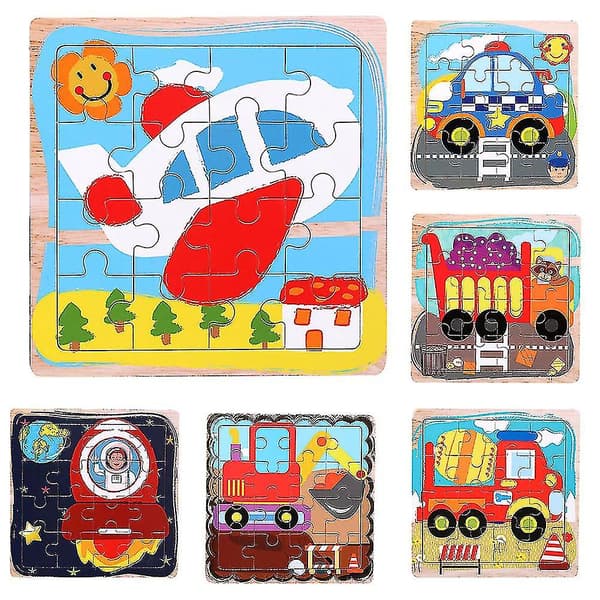 Trä Cartoon Plane Rocket Board Utveckling Barn Leksak-4