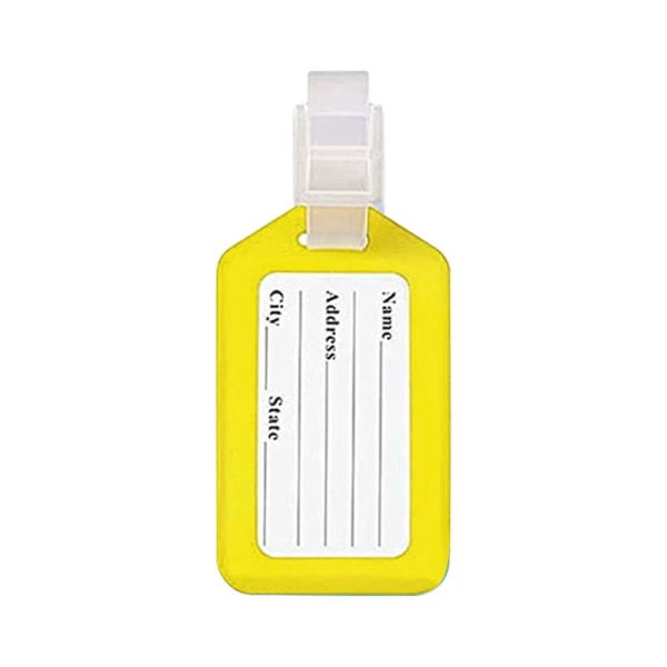 20 st Bagagelappar 3,4x1,9 i plast Bagageidentifierare med bandnamnskyltar Vattentäta ID-etiketter, gul