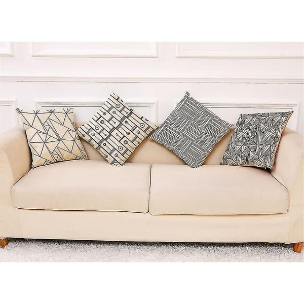 Kuddfodral Enkel Geometrisk Mönster Soffa Bil Kastkudde Överdrag Heminredning 4-pack