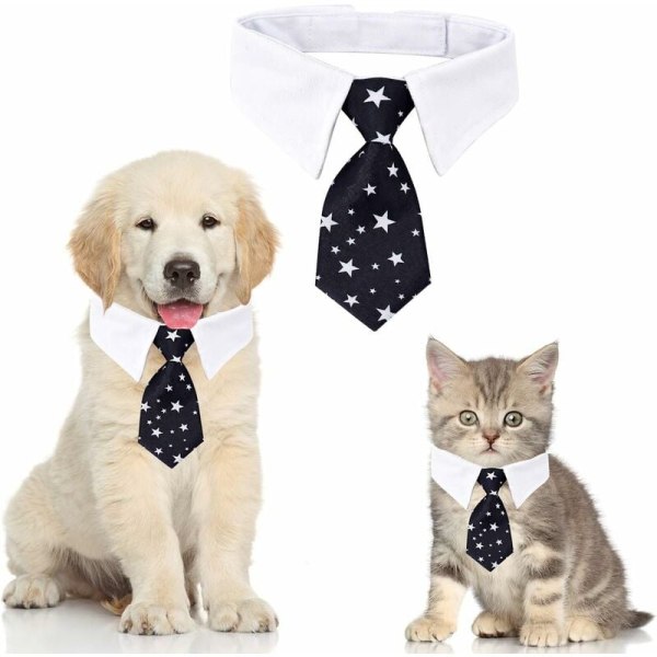 Kissan koiransolmio säädettävä kissan solmio lemmikkisolmio pienille koirille pentutarvikkeet (S, tähti musta)