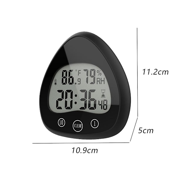 2 innovativa nya hjärtformade badrumsklockor Lcd temperatur och luftfuktighet digital display väckarklockor svart