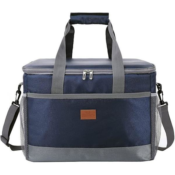 Isolerad väska måltidsväska kylväska 36 liter stor kapacitet vattentät picknick grill resa (marinblå)