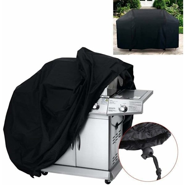Bcc Gas Grill Överdrag 100% Vattentät och Vindtät Oxford Svart Grill Överdrag med Dragsko för Golvmontering (M, 150 x 100 x 125 cm)