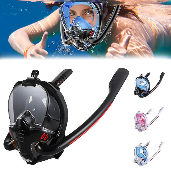 Frimansdykning Helmask Dykmask Anti-imma Förseglad Dykmask Dyktillbehör-4（L-XL，Svart）