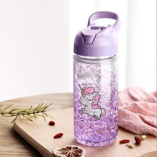Baicccf Yksisarvisen Vedenpullot Tytöille, Ihanat Tyttöjen Vedenpullot Kouluun, Tyttöjen Yksisarvisen Vedenpullo Oljella Ja Turvallisuuslukko, 400ml/13.5oz Lapsille