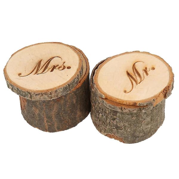 2 st Mr & Mrs Shabby Chic Rustik Bröllopsring Kuddfodral Box Tillverkad Av Trä
