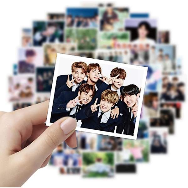 52 kpl BTS söpöjä laulaja-tarroja tytöille ja pojille, kannettavalle tietokoneelle, söpö esteettinen Bangtan-tarrat, tyylikkäät trendikkäät vedenpitävät vinyylitarrat vesipullolle, tietokoneelle jne.