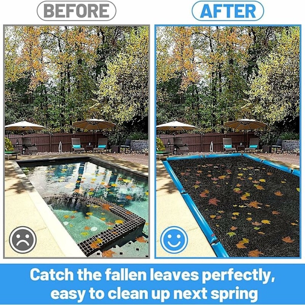 Bladnätsskydd för rektangulär pool ovan mark poolskydd skyddar mot fallna löv och skräp utomhus 2x3m (6,5x10ft)