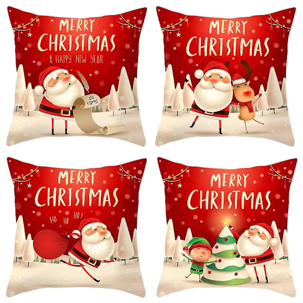 Jultomte Kuddfodral Kuddar Case Jul Hem Soffa Kasta Dekoration 4st