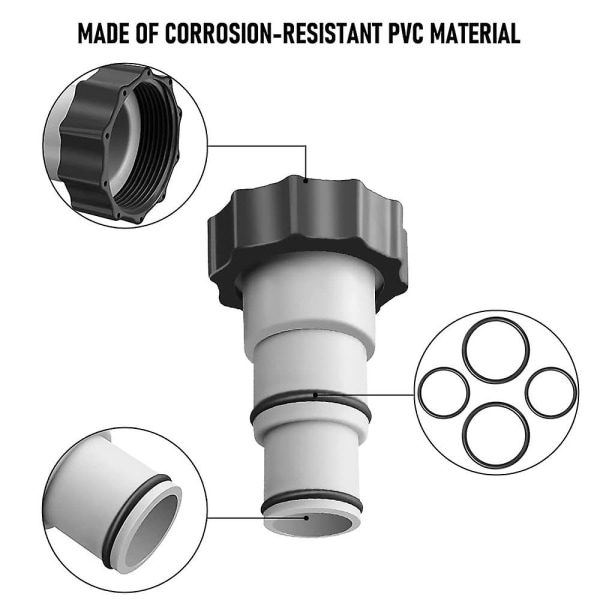 2-pack Intex A-serie slangadapter med gängad krage och tätning (32 mm slang till 38 mm)