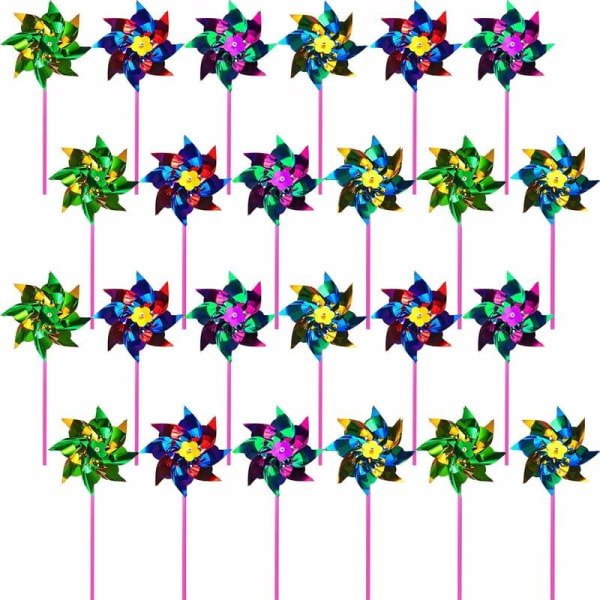100 stk Rainbow Plastic Pinwheels Børnehavedekoration Karnevalsfest Flammefarver 15x35cm