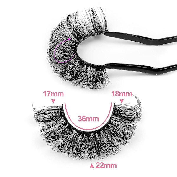 Fluffy Mink Lashes Dramatiska Tjocka Volym Falska Ögonfransar 18MM 22MM Fransar 6D Lockiga Strip Wispy Mjuka Fransar Pack 7 Par Ögonfransar av