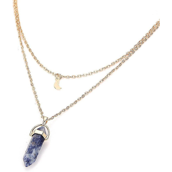 Lagdelt Choker-Halskjede med anheng for kvinner Trendy Choker Kvinner Multilag Halskjede Uregelmessig Anhengkjede Opaler Krystall Halskjeder & Kjede Halskjeder F
