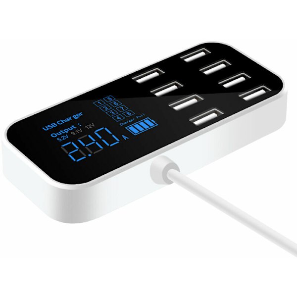 A9S Snabb billaddare 8-portars multi-USB LCD-display 12V USB-hub Telefonladdare för telefoner surfplattor DVR